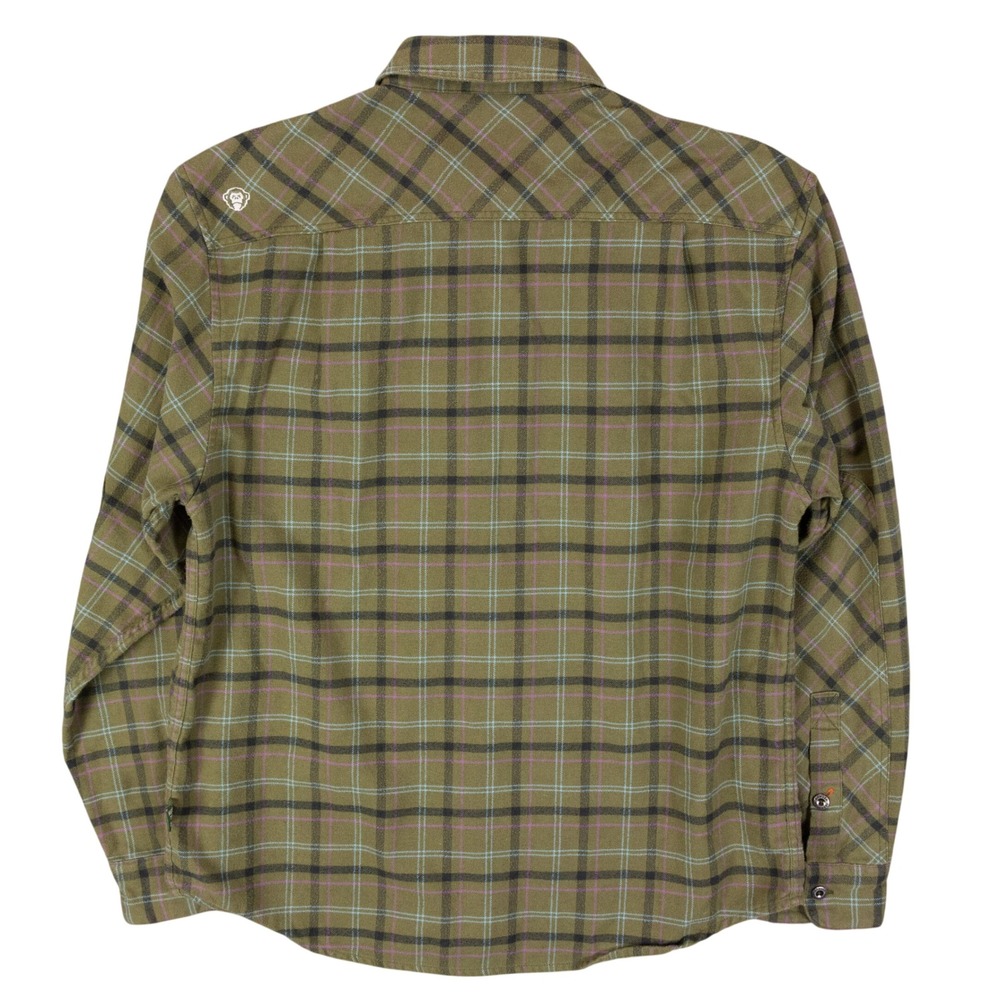 Howler Bros Harkers Flannel Shirt Mens M Green Plaid Cotton‎ Blend Shooter Patch - Picture 2 of 11